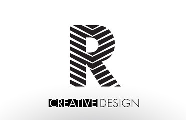 R Lines Letter Design with Creative Elegant Zebra