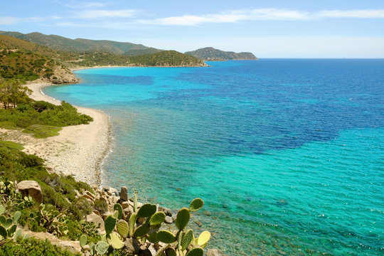 Beach Is Canaleddus in Sardinia, Italy.