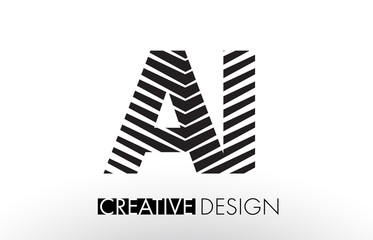 AI A I Lines Letter Design with Creative Elegant Zebra