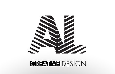 AL A L Lines Letter Design with Creative Elegant Zebra