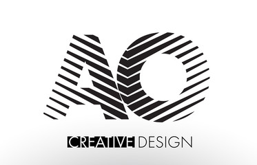 AO A O Lines Letter Design with Creative Elegant Zebra