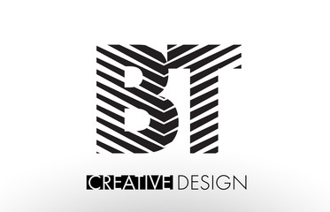 BT B T Lines Letter Design with Creative Elegant Zebra
