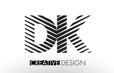 DK D K Lines Letter Design with Creative Elegant Zebra