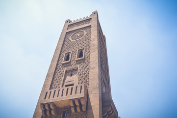 cairo, egypt, may 6, 2017: view of old high building with view of blue sky at manial Palace