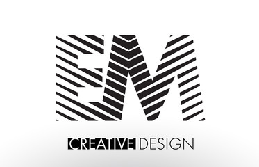 EM E M Lines Letter Design with Creative Elegant Zebra