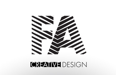 FA F A Lines Letter Design with Creative Elegant Zebra