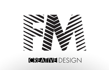 FM F M Lines Letter Design with Creative Elegant Zebra