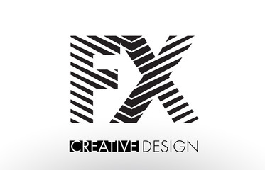 FX F X Lines Letter Design with Creative Elegant Zebra