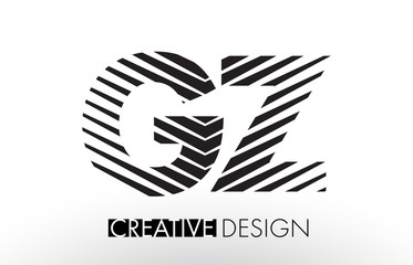 GZ G Z Lines Letter Design with Creative Elegant Zebra