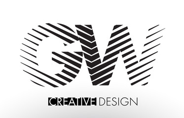 GW G W Lines Letter Design with Creative Elegant Zebra