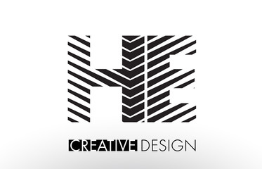 HE H E Lines Letter Design with Creative Elegant Zebra