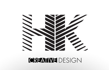 HK H K Lines Letter Design with Creative Elegant Zebra