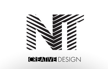 NT N T Lines Letter Design with Creative Elegant Zebra