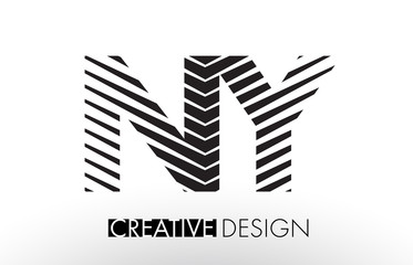 NY N Y Lines Letter Design with Creative Elegant Zebra