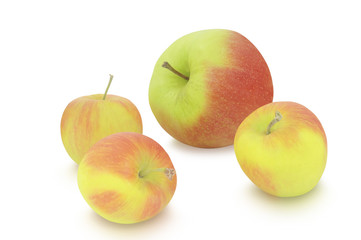 Small and big apples isolated on white background