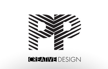 PP P Lines Letter Design with Creative Elegant Zebra