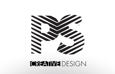 PS P S Lines Letter Design with Creative Elegant Zebra