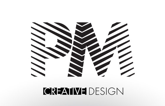 PM P L Lines Letter Design with Creative Elegant Zebra