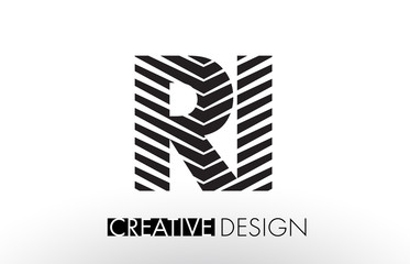 RI R I Lines Letter Design with Creative Elegant Zebra