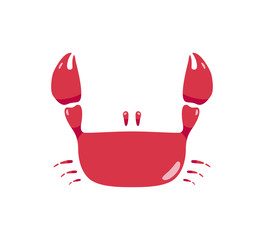 Cartoon minimalistic crab illustration. Logo in flat design isolated on white background.