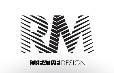 RM R M Lines Letter Design with Creative Elegant Zebra