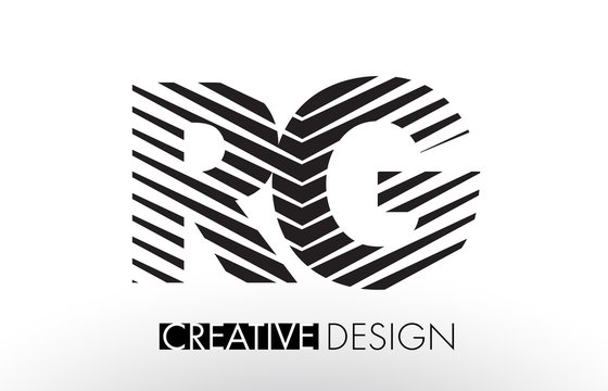 RG R G Lines Letter Design with Creative Elegant Zebra