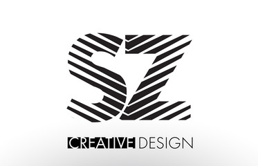 SZ S Z Lines Letter Design with Creative Elegant Zebra