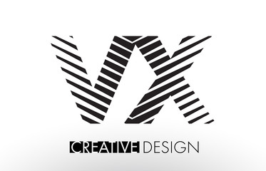 VX V X Lines Letter Design with Creative Elegant Zebra