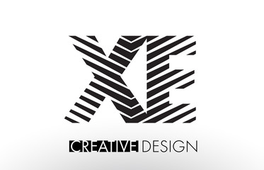 XE X E Lines Letter Design with Creative Elegant Zebra
