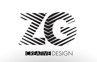 ZG Z G Lines Letter Design with Creative Elegant Zebra