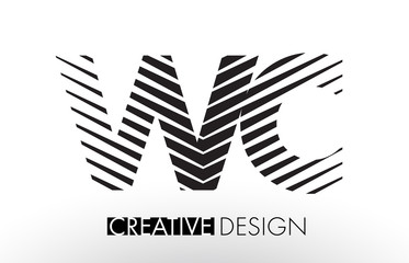 WC W C Lines Letter Design with Creative Elegant Zebra