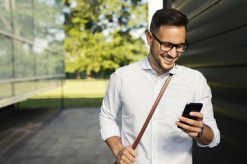 Student using smart phone