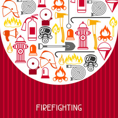 Background with firefighting items. Fire protection equipment