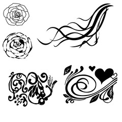 Floral decorative corner set Vector illustration.
