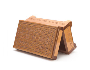 Wood carving, wooden box on a white background. Isolated