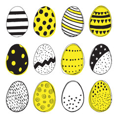 Pattern with easter eggs doodles