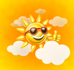 Fototapeta premium Smiling sun with sunglasses