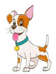 cute cartoon puppy dog with collar. funny pet vector illustration