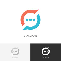 Dialogue cycle logo - colored chat symbol. Conversation, discussion and talk vector icon.