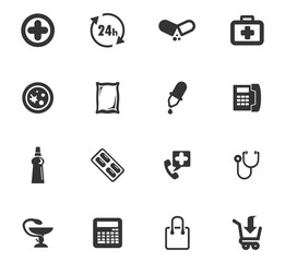 Drug store icons set