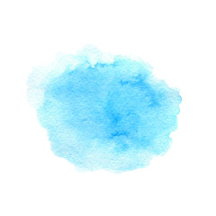 Hand drawn watercolor blue texture isolated on the white background