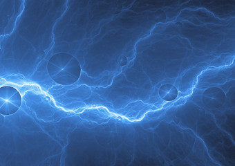 Blue lightning, abstract electric background