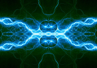Fototapeta premium Blue lightning, abstract electric background