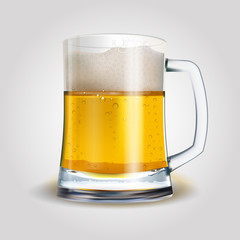 Beer mug isolated on white photo-realistic vector illustration. EPS 10