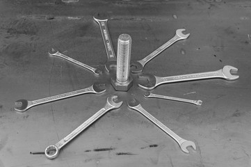 still life from wrenches and bolt