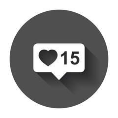 Fototapeta premium Like, comment, follower icon. Flat vector illustration with long shadow.