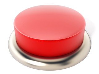 Red button isolated on white background. 3D illustration