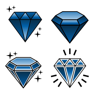 vector collection of tattoo diamonds in new school style