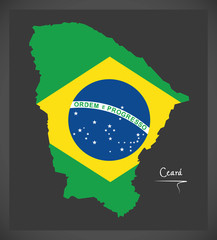 Ceara map with Brazilian national flag illustration