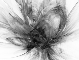 Grayscale fractal background . Digital collage.